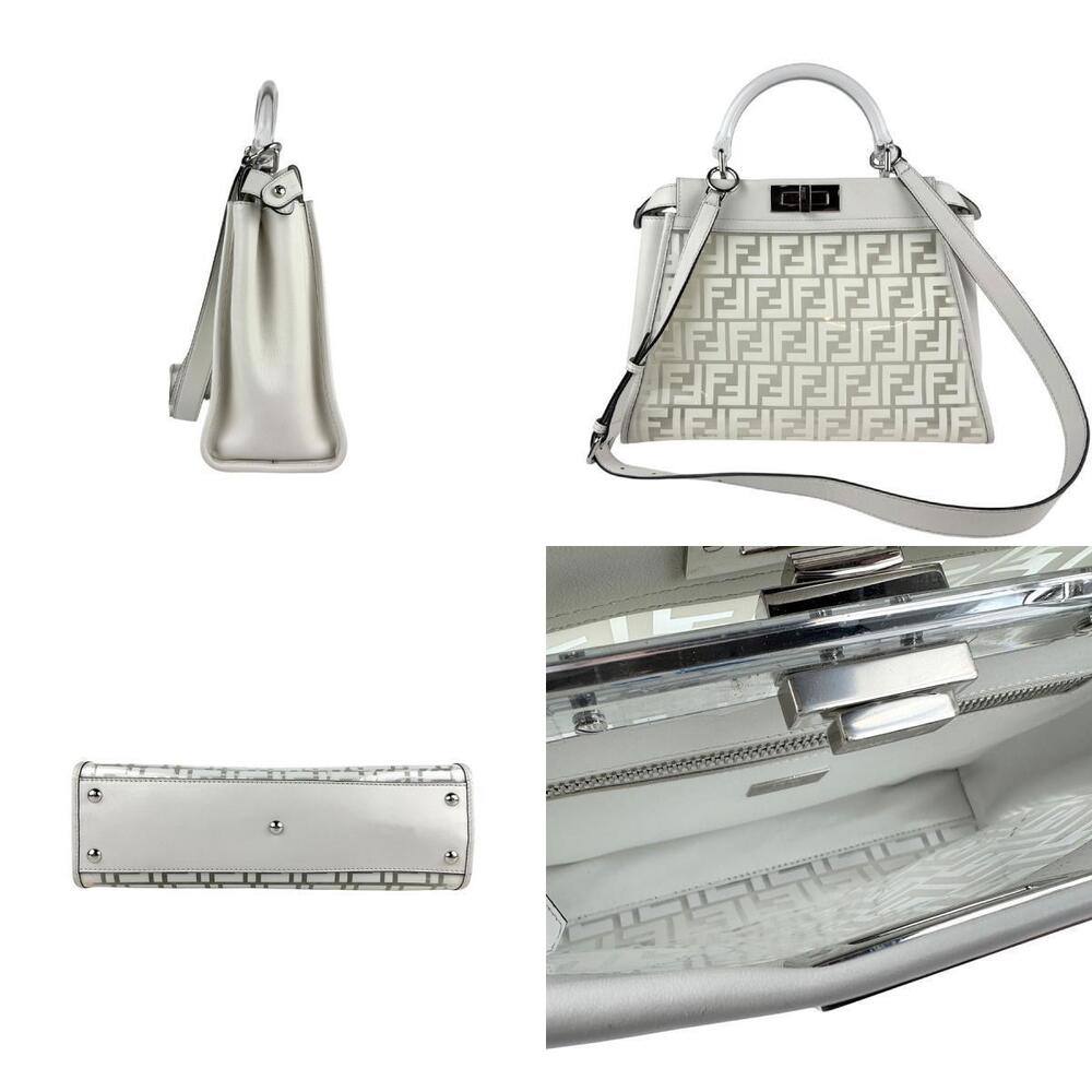 Fendi bag handbag shoulder clear leather white